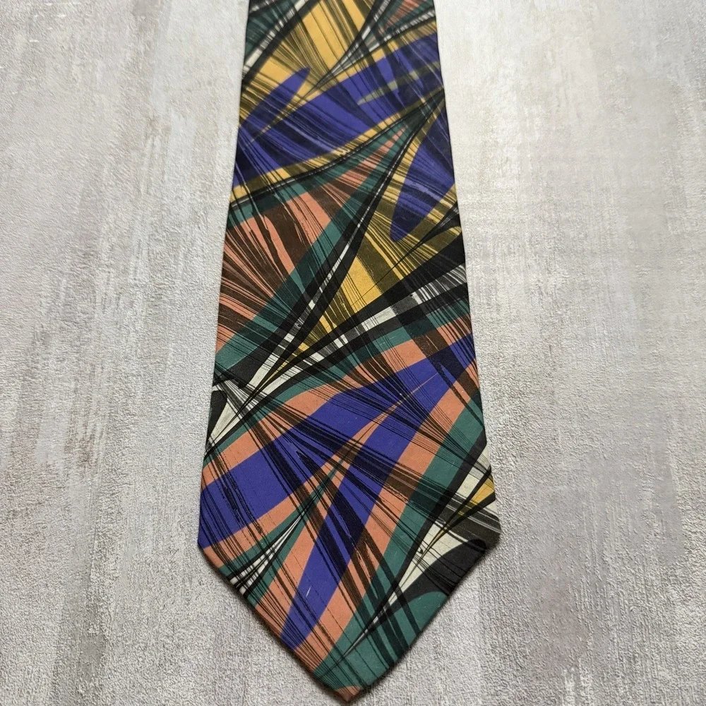 Men's Silk Classic Tie Hand Marbled Silk (MOTH) Sausalito California Artisan USA